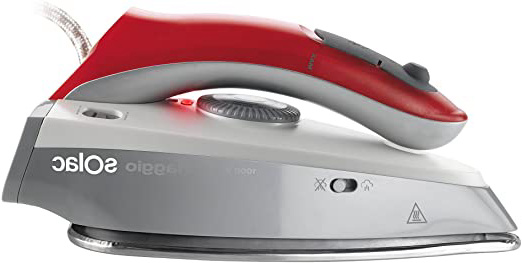 Solac PV1651 Plancha de viaje, Bi-tensión, mango plegable, 1000 W, Plástico, Gris/Roja