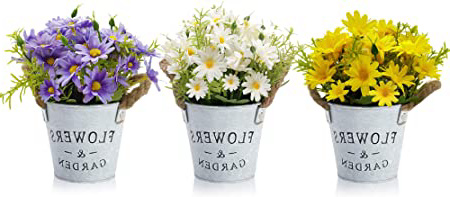 HOTLIKE Flores Artificiales Decoración, 3Pcs