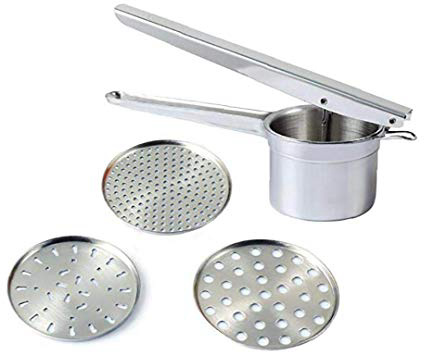 Naisicore Creativa Salvaje Inicio 1 Juego de Patata Acero Inoxidable de Ricer de la Patata con 3 Discos Intercambiables de Grado alimenticio Ricer y Trituradora de Altas Prestaciones