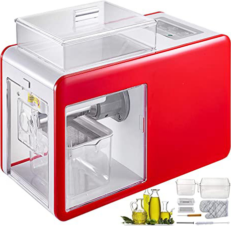 Anhon Máquina de Prensa de Aceite de Oliva Automático 500W Semillas Expulsor de Aceite en Frío con El Modo Multifuncional Máquina Automática de Prensa de Aceite Prensar Todo Tipo de Aceite Rojo