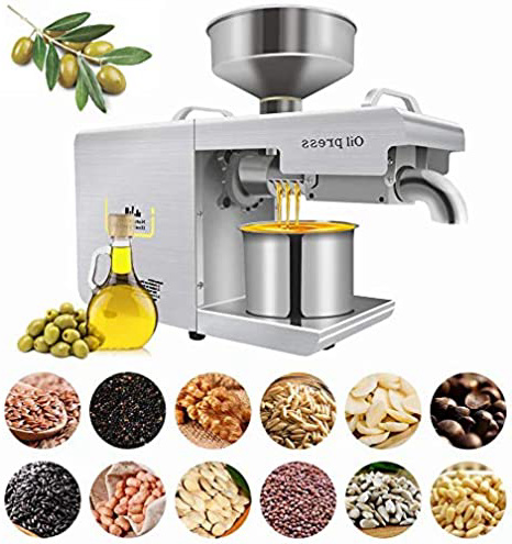 S SMAUTOP Máquina de Prensa de Aceite de Oliva Electrónica Prensa de Aceite de Semilla de Alta Extracción Eléctrica de Acero Inoxidable 304 para Oliva, Coco, Canola, Sésamo, Maní 220V