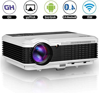 Bluetooth WiFi LED LCD Proyector de Video Inalámbrico Android Smart HD Home Cinema Proyectores Soporte 1080P HDMI USB VGA RCA Zoom para teléfono Inteligente DVD Juego Portátil Película al Aire Libre