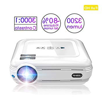 Proyector de Vídeo, LESHP LED Proyector Portátil Full HD 1080p proyector para Home Cinema (Altavoz Incorporado, con USB/ HDMI/ VGA/ AV, para PC Computadora Xbox) (Blanco 3200 lumen)