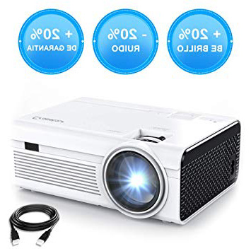 Crosstour Proyector Mini Proyector Portátil Soporte Full HD 1080P Cine en Casa 55,000 Horas de Vida Altavoces Duales Home Cinema Soporte HDMI USB AV DVD Android iPhone(Cable HDMI/AV Incluido)