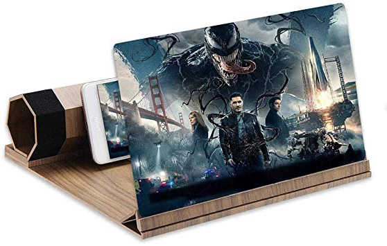 12 'Lupa de pantalla, pantalla de teléfono móvil plegable de grano de madera sólida, adecuada para ver videos de películas en todos los teléfonos inteligentes