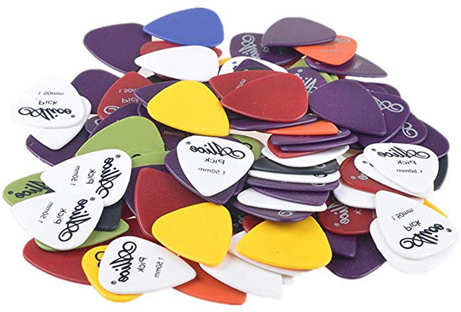 Malayas Púas de Guitarra Pack de 100 unidades Púas para Guitarra Eléctrica Acústica Española y Bajo Colores Lindos Surtidos 6 Grosores 0,58mm/0,71mm/0,81mm/0,96mm/1,2mm/1,5mm Con Caja de Almacenaje