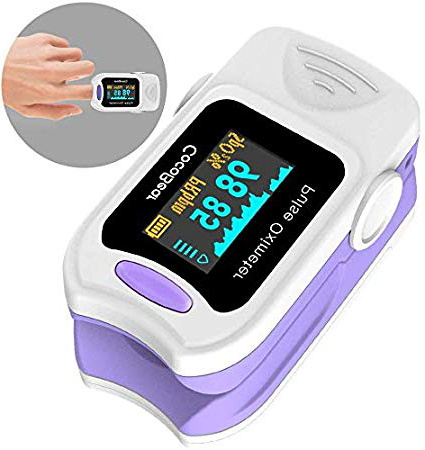 CocoBear Pulsioxímetro,Pulsioximetro de Dedo,Lectura Instantánea oxímetro, Medición de la saturación de oxígeno, Ajuste silencioso, Alarma, 4 direcciones de rotación(Morado)