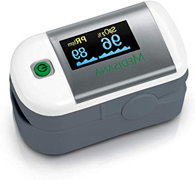 Medisana PM 100 Oxímetro de pulso, medición de la saturación de oxígeno en sangre, oxímetro de pulso de dedo con pantalla OLED y operación con una sola pulsación