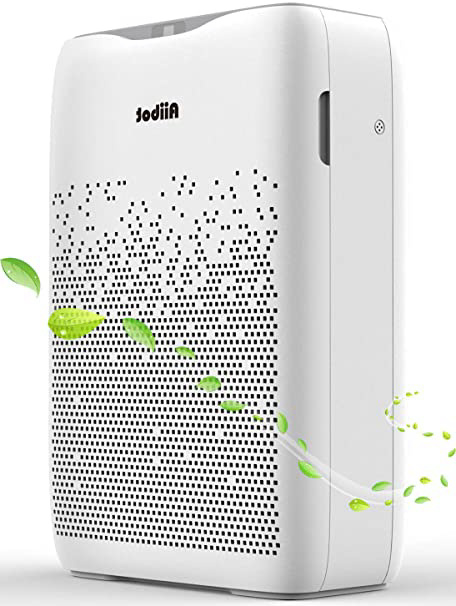 Aiibot Purificador de Aire con Flitro Cuádruple de HEPA y Carbón Activado para 99,97% Polvo/Olor/Pelos Animales/Humo/Alérgenos en Aire, Función de Temporizador, 4 Velocidades de Viento.