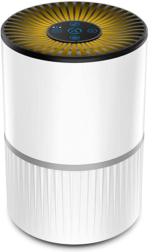 Purificador de Aire Alergia con Filtro HEPA y Carbón Activado, con Filtración de 4 Capas y Función de Temporizador,Aromaterapia, Luz Nocturna y Temporización para Mascotas/Humo/Polvo