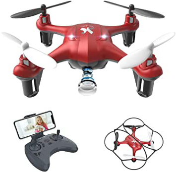 ATOYX Mini Drone para Niños con Cámara, AT-96 RC Quadcopter con App FPV en Tiempo Real, Sensor de Gravedad, 3D Flips, Una Tecla de Despegue/Aterrizaje, Drone de Juguete para y Principiantes, Rojo