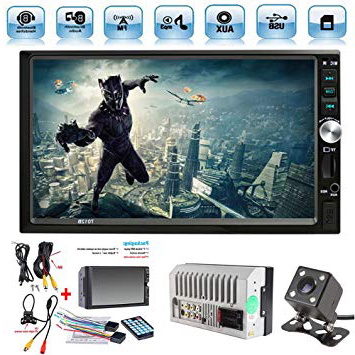 Radio de Coche de 2 DIN, Pantalla táctil de 7 Pulgadas, estéreo Doble DIN, micrófono de Apoyo BT/FM/USB/TF/AUX, HD 1080P Reproductor MP5 de Coche con cámara con Bluetooth/USB/TF con Control Remoto