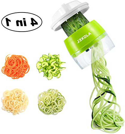 AJOXEL Cortador de Verduras Espiral, 4 IN 1 Espaguetis Vegetales Espiralizador Vegetal Slicer Verdura Rallador de Verduras Mandolina de Cocina para Espaguetis de Calabacín, Zanahorias, Pepinos