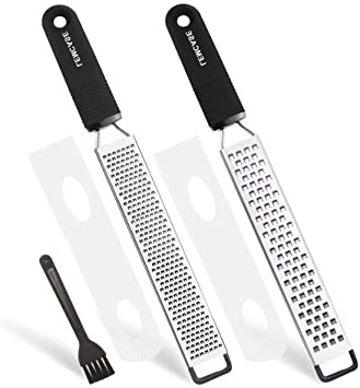 LEMCASE Rallador de Limón, Queso - Fino Zester con Cuchilla de Acero Inoxidable y Mango de Silicona | Negro (2 Piezas Set)