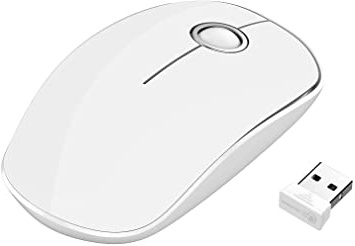 VicTsing Ratón Inalámbrico Portátil Delgado Mini, 2.4G con Receptor Nano,Tecla Silenciosa y Preciso, 1600 dpi, Ordenador Portátil/PC/Tableta (Blanco)