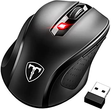 VicTsing Ratón Inalámbrico Mini, Portátil 2.4G con Receptor Nano, 6 Botones, 2400DPI, 5 dpi Adjustables (Negro)