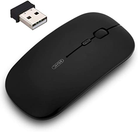 INPHIC Ratón Inalámbrico Recargable, Silencioso Infame Ratón óptico Silencioso Click Mini, Ultra Delgado 1600 dpi para Computadora Portátil, PC, Portátil, Computadora, Macbook (Magia Negra)