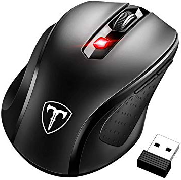 VicTsing Ratón Inalámbrico Mini, Portátil 2.4G con Receptor Nano, 6 Botones, 2400DPI, 5 dpi Adjustables (Negro)