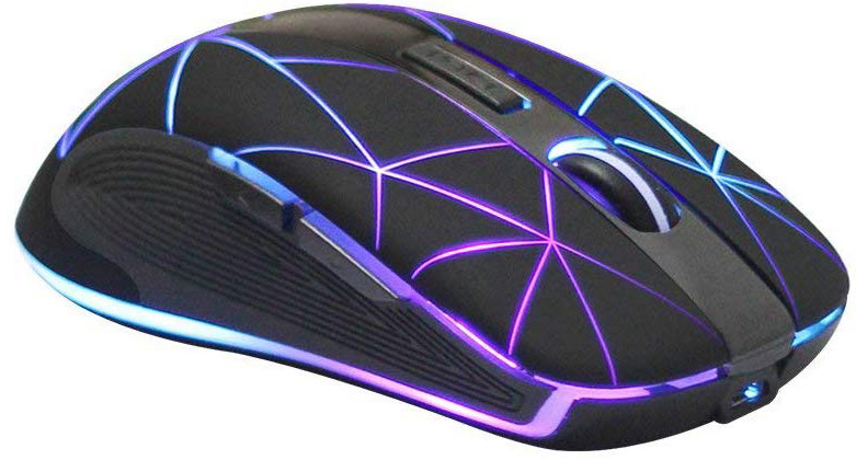 Rii RM200 Ratón inalámbrico con batería recargable. 5 botones. receptor Nano 2.4 GHz. 3 niveles DPI ajustables. Multicolor LED, ideal para Notebooks, PC, Ordenadores. (Negro).