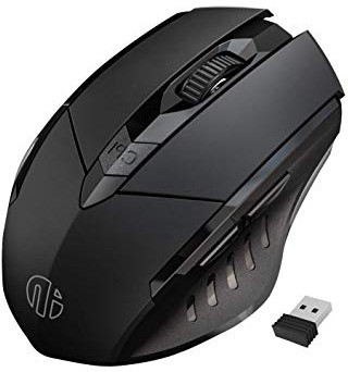 raton inalámbrico portatil, Inphic raton inalambrico ordenador Ergonomico Recargable optico 6 botones Con Receptor USB Para Laptop, PC, Macbook (negro)