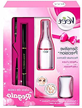 Veet Sensitive Precision - Recortador Eléctrico Depilador Mujer Zonas Sensibles Bikini, Facial y Axilas, Blanco, Lápiz de Ojos de Regalo