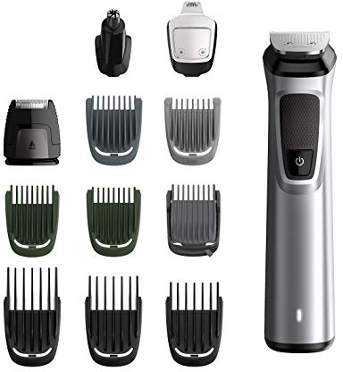 Philips Barbero MG7710/15 - Recortador de barba y precisión 12 en 1 tecnología Dualcut, autonomía de 120 minutos, batería