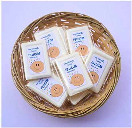 Detalles y Regalos de Bautizo Para Invitados - Jabones Personalizados Niño de Té Verde - Muy Originales - Gustará a todos Tus Invitados - 50 Jabones Personalizados y 2 Cestos.