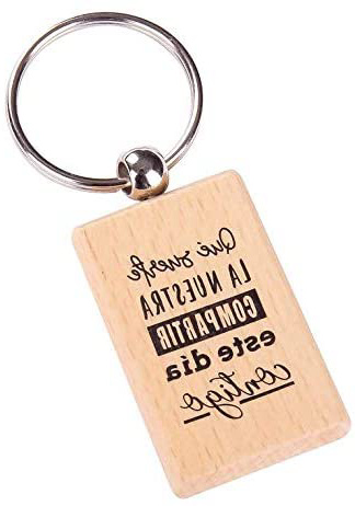 Lote de 20 Llaveros de Madera con Frases"SUERTE LA NUESTRA" - Llaveros con Frases Originales Bodas, Bautizos, Comuniones y Cumpleaños