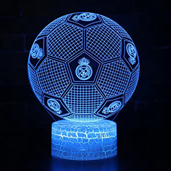 3D Lámpara de Escritorio Win-Y LED 7 del tacto del color de la lámpara del dormitorio del hogar decoración de la oficina para los niños y regalo de Navidad de cumpleaños (Fútbol Real Madrid)