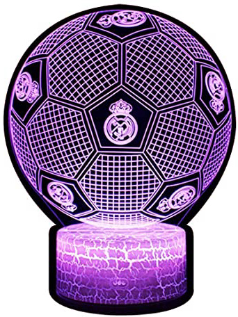 3D Lámpara de Escritorio NHSUNRAY 7 colores LED Touch lámpara de mesa con control remoto para niños cumpleaños regalo de San Valentín de Navidad (Real Madrid football)