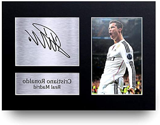 HWC Trading Cristiano Ronaldo A4 Sin Marco Regalo De Visualización De Fotos De Impresión De Imagen Impresa Autógrafo Firmado por Real Madrid Los Aficionados Al Fútbol