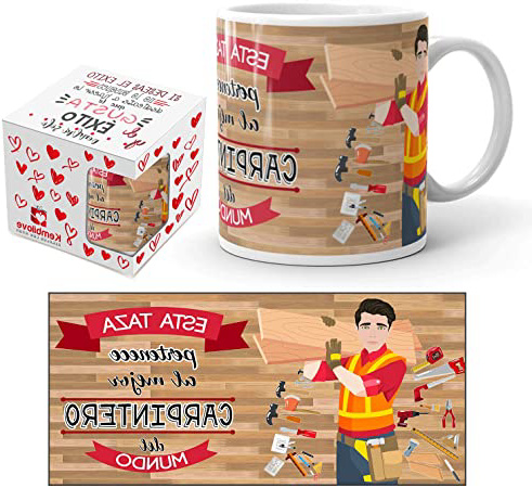 Kembilove Taza de Café del Mejor Carpintero del Mundo – Taza de Desayuno para la Oficina – Taza de Café y Té para Profesionales – Taza de Cerámica Impresa – Tazas de Jefe de 350 ml para Carpinteros