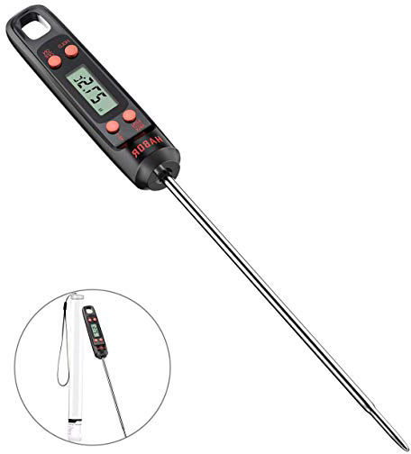 Habor Termometro de Cocina Termómetro para Carne Digital, Sonda Súper Larga, Lectura Instantánea de 5s Con Botón de ° C / ° F, Para Cocina, BBQ, Comida, Pavo, Caramelo, Leche, Agua de Baño
