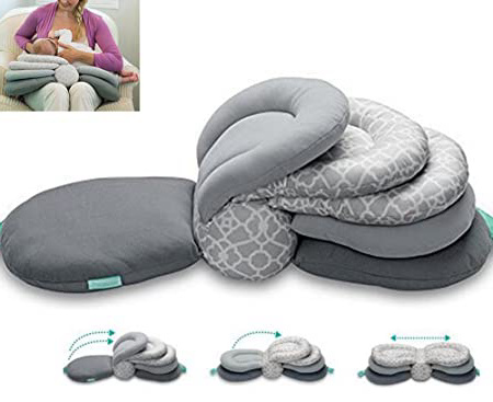 Almohadas para lactancia materna, altura ajustable, color gris