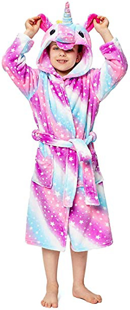 DRESHOW Suave Unicornio Albornoz con Capucha Ropa de Dormir- Regalos de Unicornio para Niñas