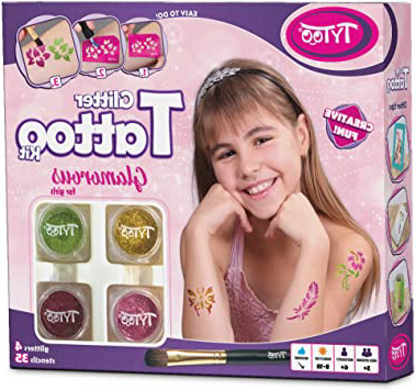 Kit de Tatuajes con Purpurina, Tatuajes temporales Tatuajes con Brillantina para Chicas con 35 Plantillas, Uso Seguro, duración de 8-18 días