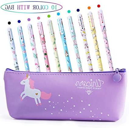 Bolígrafos de unicornio para niñas, regalo de cumpleaños escolar, Aperil juego de bolígrafos de unicornio para escribir con tinta negra suave para niños de 3 4 5 6 7 8 9 10 años, 10 unidades