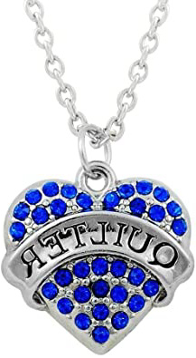 N/C Wtuip Collar con Colgante De Corazón De Cristal Azul De Quilter para Mujer
