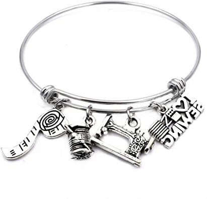 Costura Quilting Bangle Pulsera Love to Sew encanto mujeres joyería regalos para las Alcantarillas o Quilters