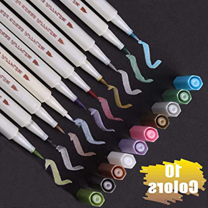 Rotuladores metálicos, Vakki 10 colores surtidos brillantes, puntas para cumpleaños, regalo de felicitación, álbum de fotos, tarjetas, pintura de rock