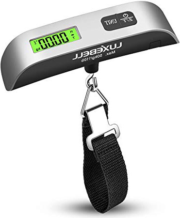 Luxebell Básculas para Equipaje Báscula Digital 50kg Balanza de Retroiluminación de LCD de Sensor de Temperatura con la Batería para Equipaje Viaje