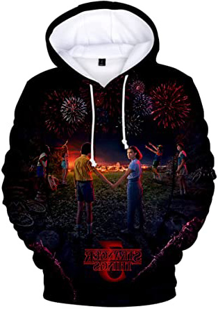 FLYCHEN Hombre Sudadera con Capucha Stranger Things New Season 3D Gráfico Estampado Fantástico Traje Cosplay Character Personalizado Pullover