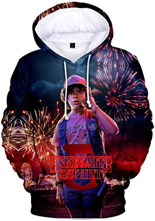 FLYCHEN Hombre Sudadera con Capucha Stranger Things New Season 3D Gráfico Estampado Fantástico Traje Cosplay Character Personalizado Pullover