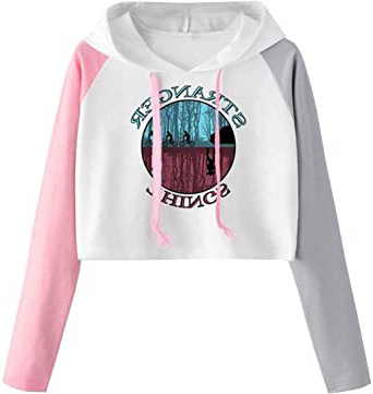 FLYCHEN Niña Stranger Things Sudaderas con Capucha Letra Roja Conturas Hoodies Capucha de Manga Larga
