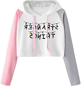 FLYCHEN Niña Stranger Things Sudaderas con Capucha Letra Roja Conturas Hoodies Capucha de Manga Larga