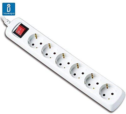 Aigostar - Regleta con 6 enchufes y 3 metros con interruptor