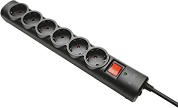 Trust 21059 - Regleta de Seis Tomas con protección de sobretensiones, Negro