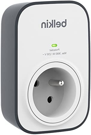 Belkin BSV102ca - Regleta de protección contra sobretensiones (1 Toma, 306J), Color Blanco y Gris