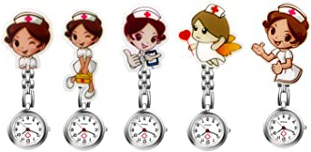 Avaner - Juego de 5 Relojes de Enfermera, para Enfermera, médico, paramédico, Broche de Broche, Broche de Metal, con Pin/Clip,Regalo Navidad