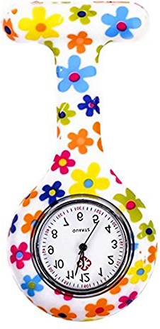 TrifyCore La túnica de Silicona médica cuida el Reloj con Pilas del diseño de la Correa del Reloj de Cuarzo a Prueba de Agua(Flores de Multicolor)